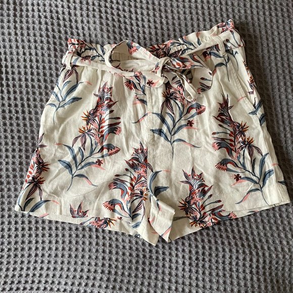 DESMOND & DEMPSEY x H&M Linen Blend Paper Bag Shorts AU 16 (EU 44) BNWT - Picture 2 of 8